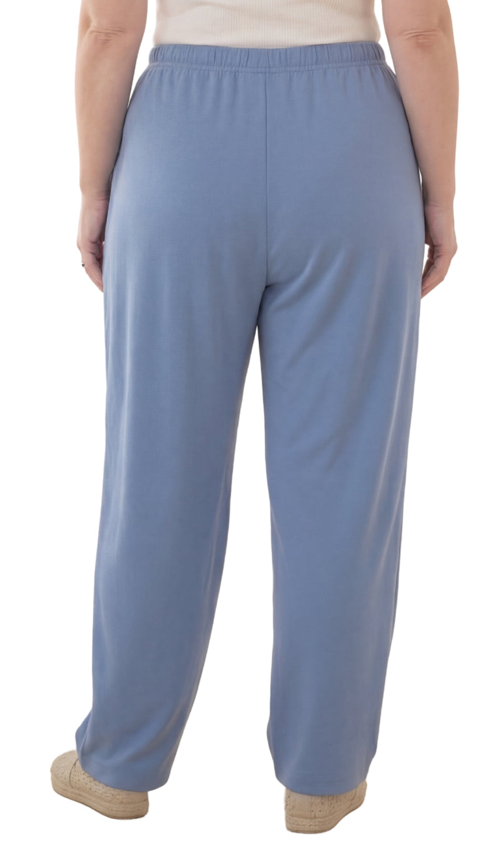 Women's Pull-On Flat Front Knit Pants — Cotton Blend Elastic Waist - Fabs things