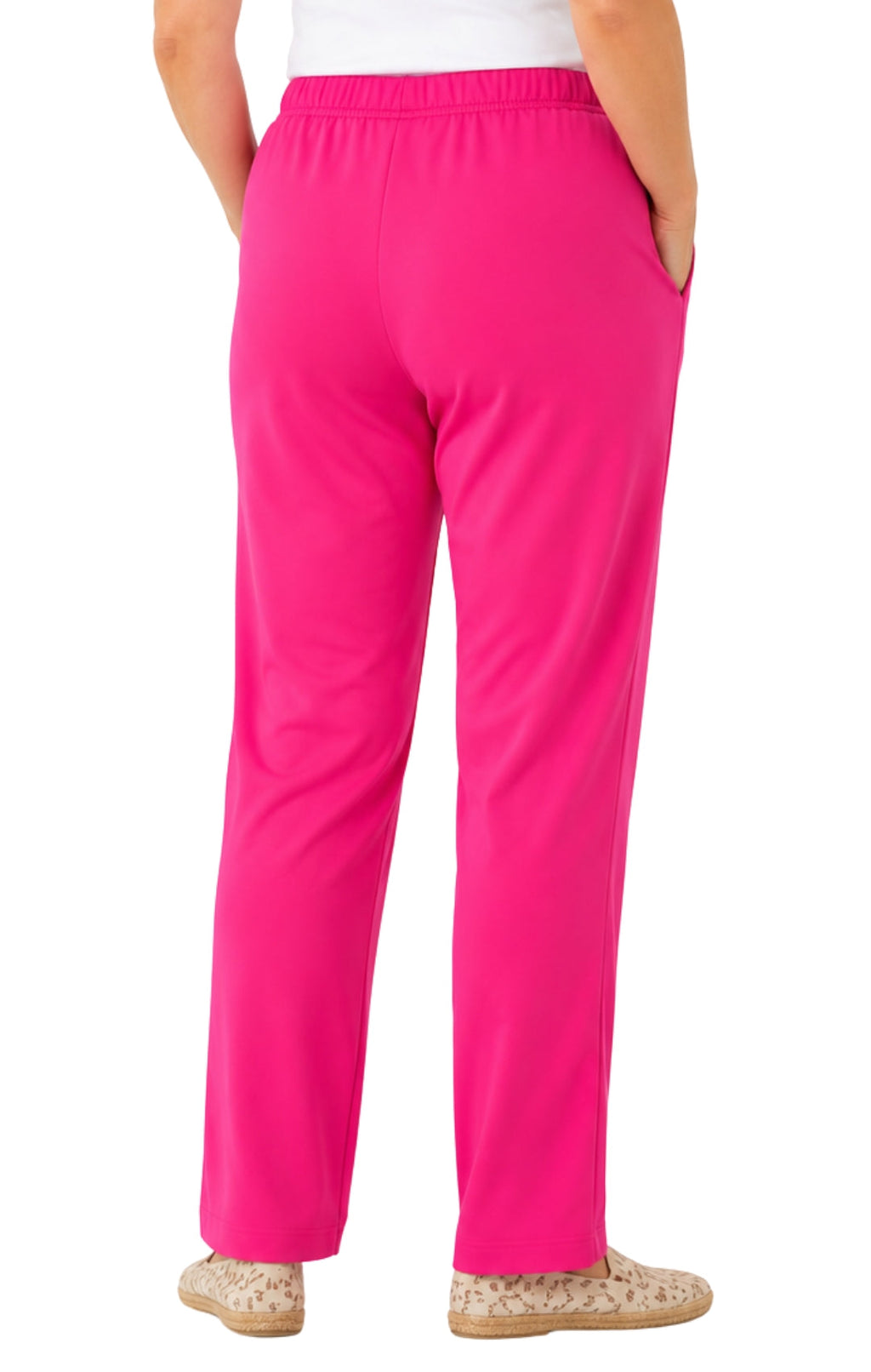 Women's Pull-On Flat Front Knit Pants — Cotton Blend Elastic Waist - Fabs things