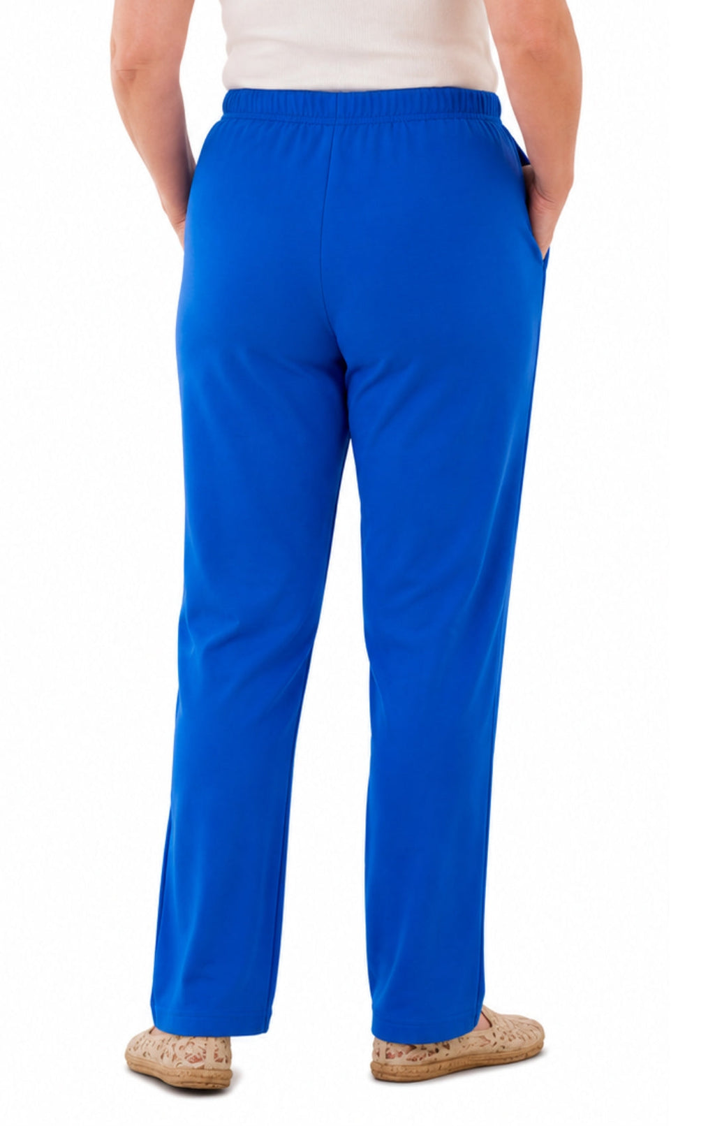Women's Pull-On Flat Front Knit Pants — Cotton Blend Elastic Waist - Fabs things