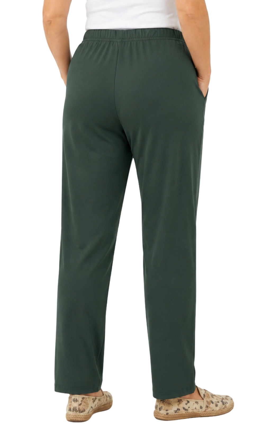 Women's Pull-On Flat Front Knit Pants — Cotton Blend Elastic Waist - Fabs things