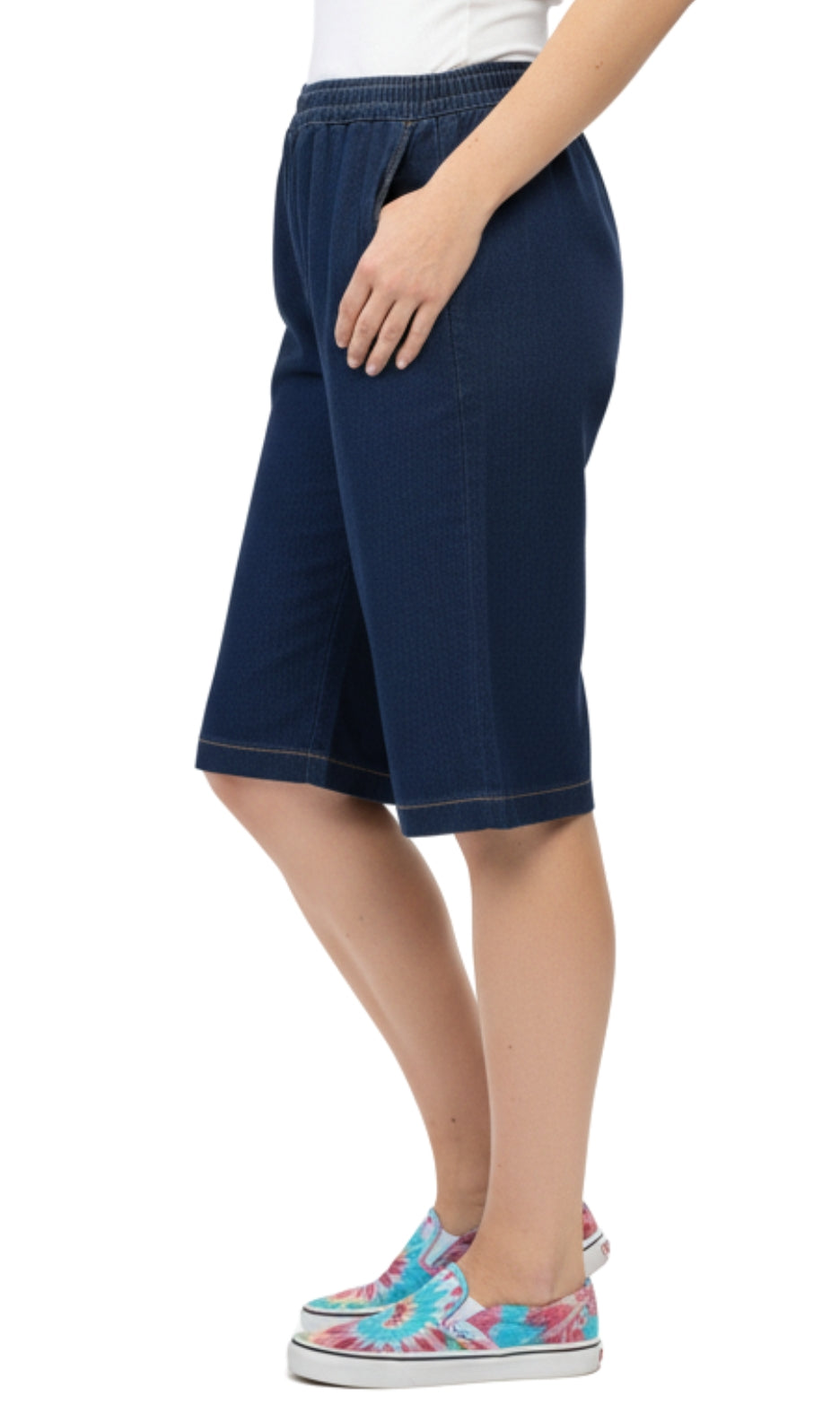 Women's Easy Pull-On Bermuda Shorts in Denim and Twill - Fabs things