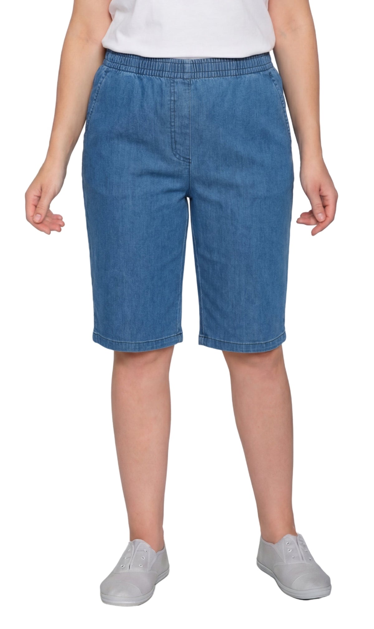 Women's Easy Pull-On Bermuda Shorts in Denim and Twill - Fabs things
