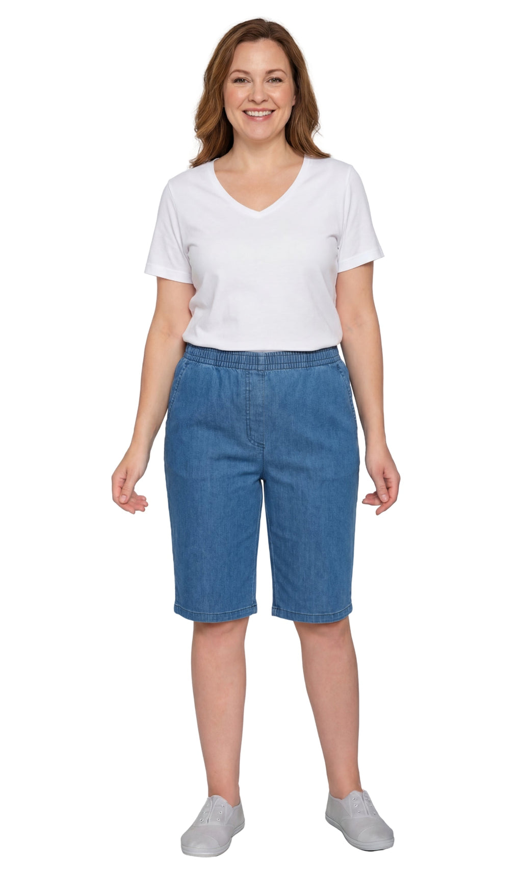 Women's Easy Pull-On Bermuda Shorts in Denim and Twill - Fabs things