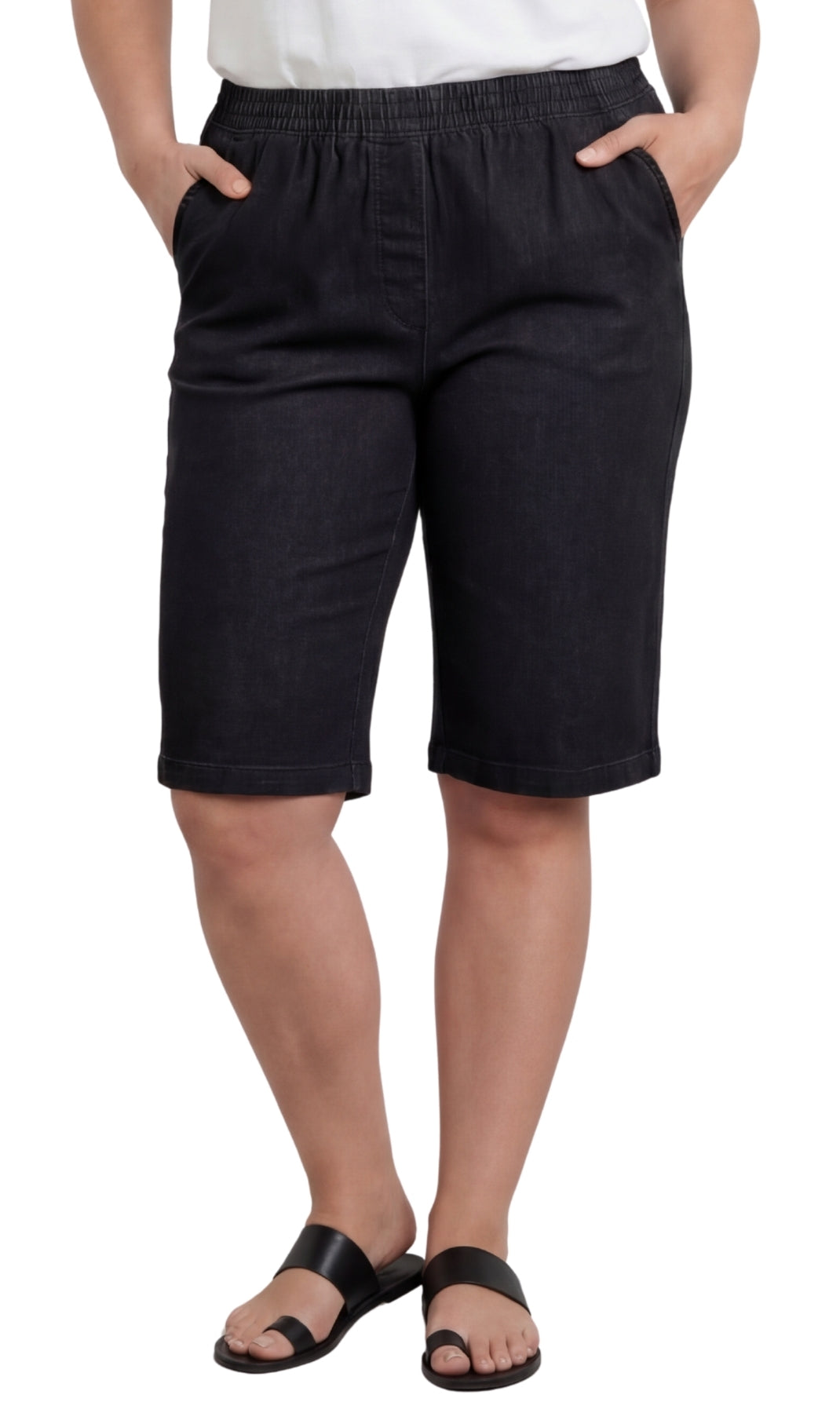Women's Easy Pull-On Bermuda Shorts in Denim and Twill - Fabs things