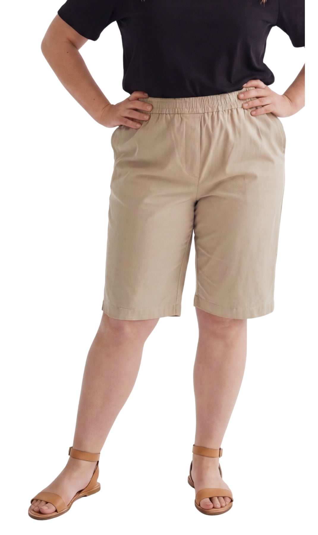 Women's Easy Pull-On Bermuda Shorts in Denim and Twill - Fabs things
