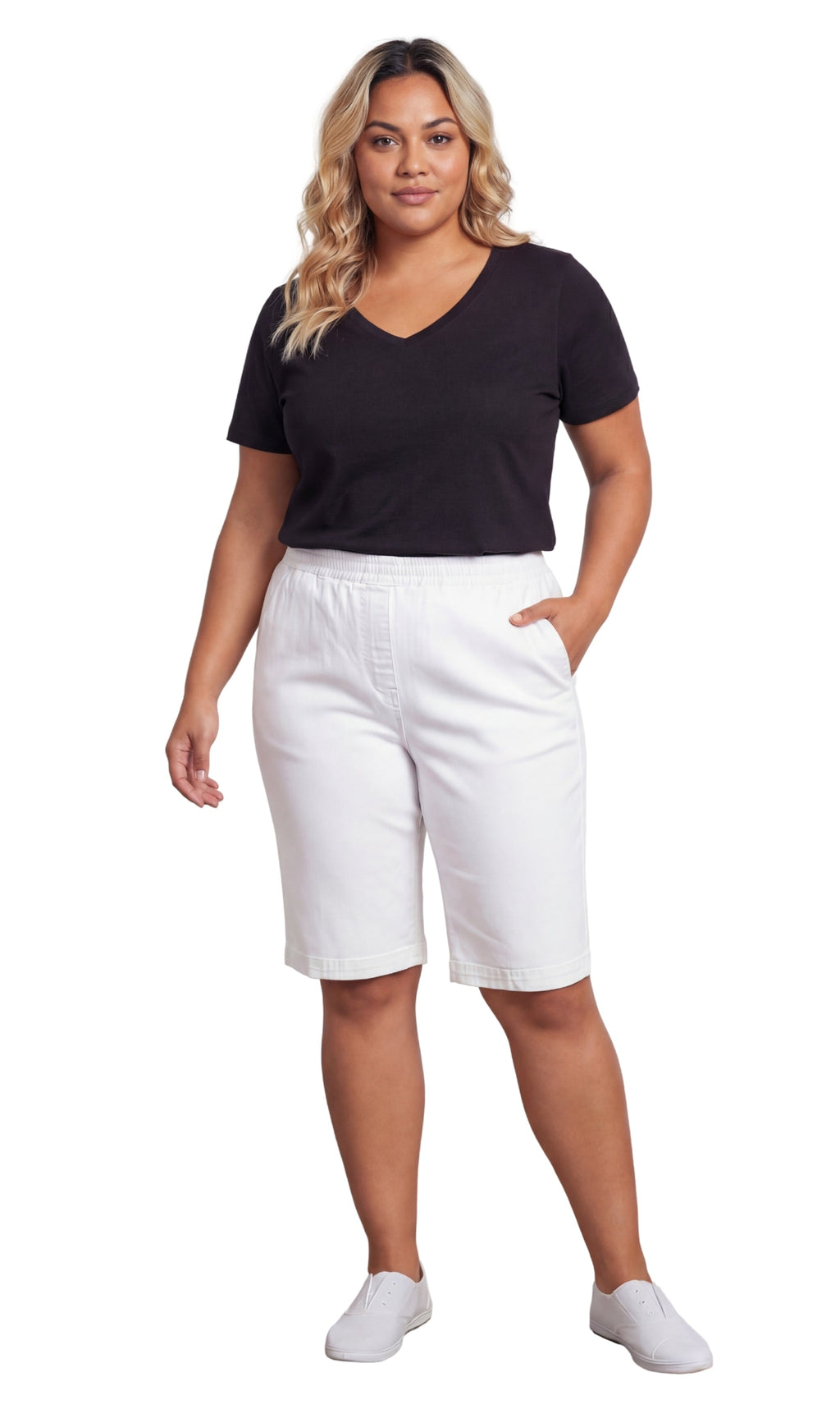 Women's Easy Pull-On Bermuda Shorts in Denim and Twill - Fabs things