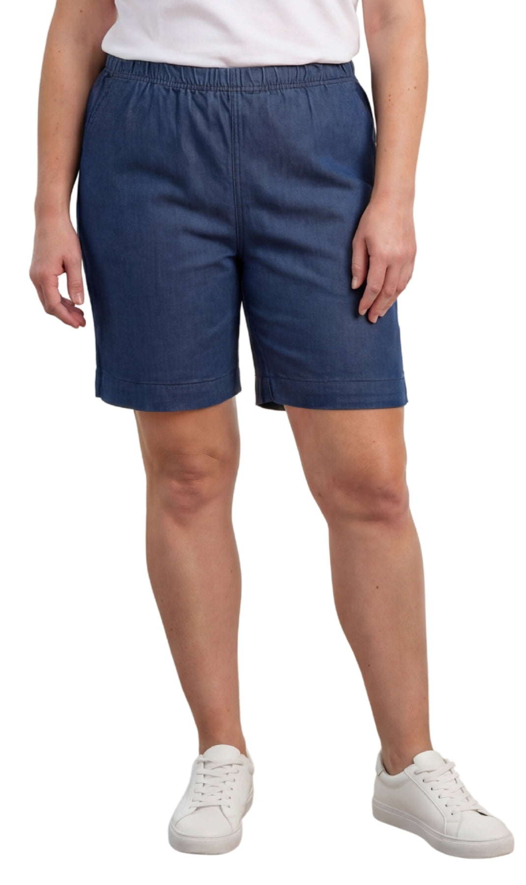 Women's Pull-On Denim and Twill Shorts — Stretch Waist No Zipper - Fabs things