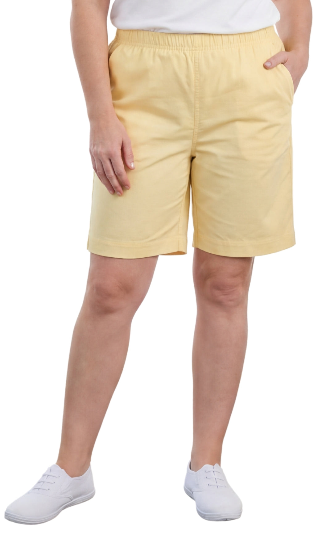 Women's Pull-On Denim and Twill Shorts — Stretch Waist No Zipper - Fabs things