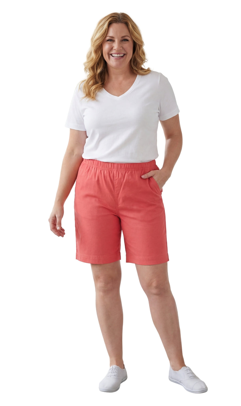Women's Pull-On Denim and Twill Shorts — Stretch Waist No Zipper - Fabs things