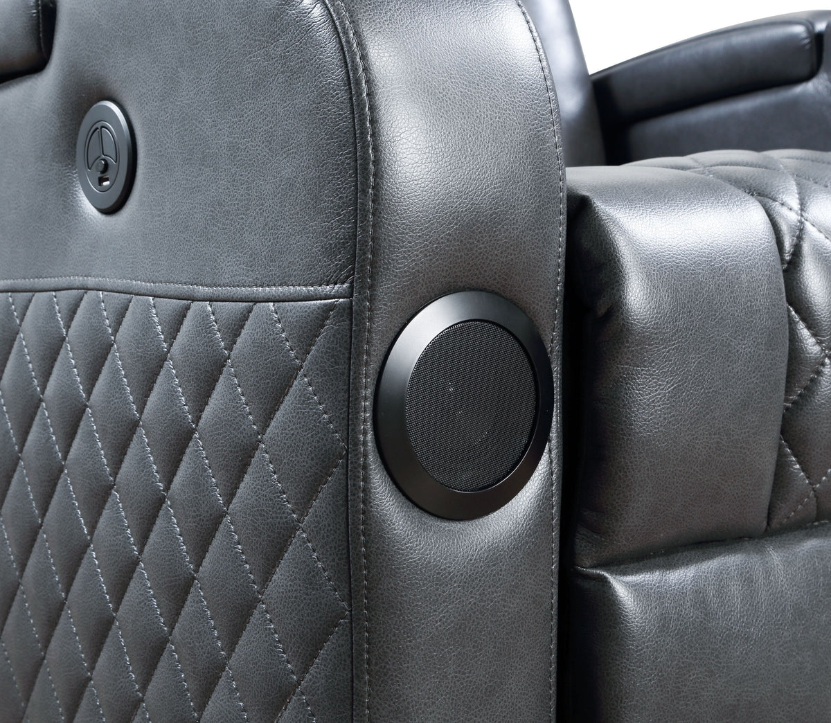 Alair - Leather Aire Power Motion Recliner With Bluetooth, Wireless Charger Cupholder - Dark Gray - Fabs things