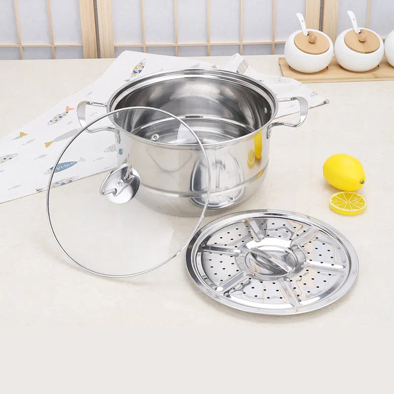 Stainless steel cookware set of 18 pieces household kitchen set soup pot set 16-26cm cutlery set pot set - Fabs things
