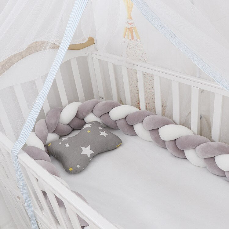 100cmBaby Bumper Bed Braid Knot Pillow Cushion Bumper for Infant Kids Crib Protector Cot Bumper Room Decor Anti-collision Bumper - Fabs things