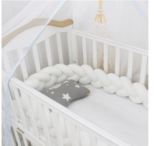 100cmBaby Bumper Bed Braid Knot Pillow Cushion Bumper for Infant Kids Crib Protector Cot Bumper Room Decor Anti-collision Bumper - Fabs things