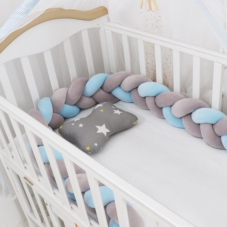 100cmBaby Bumper Bed Braid Knot Pillow Cushion Bumper for Infant Kids Crib Protector Cot Bumper Room Decor Anti-collision Bumper - Fabs things