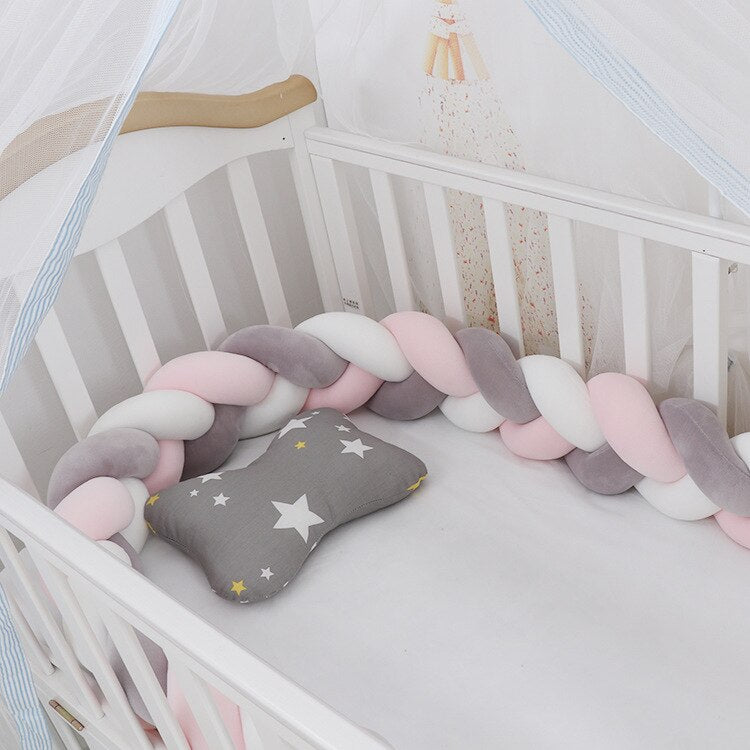 100cmBaby Bumper Bed Braid Knot Pillow Cushion Bumper for Infant Kids Crib Protector Cot Bumper Room Decor Anti-collision Bumper - Fabs things