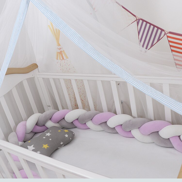 100cmBaby Bumper Bed Braid Knot Pillow Cushion Bumper for Infant Kids Crib Protector Cot Bumper Room Decor Anti-collision Bumper - Fabs things