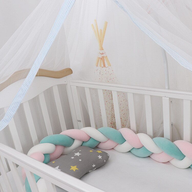 100cmBaby Bumper Bed Braid Knot Pillow Cushion Bumper for Infant Kids Crib Protector Cot Bumper Room Decor Anti-collision Bumper - Fabs things