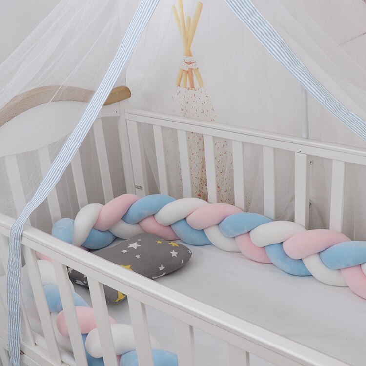 100cmBaby Bumper Bed Braid Knot Pillow Cushion Bumper for Infant Kids Crib Protector Cot Bumper Room Decor Anti-collision Bumper - Fabs things