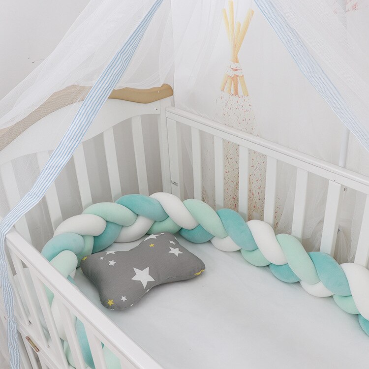 100cmBaby Bumper Bed Braid Knot Pillow Cushion Bumper for Infant Kids Crib Protector Cot Bumper Room Decor Anti-collision Bumper - Fabs things