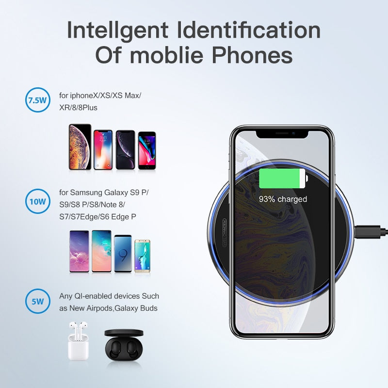 10W Qi Wireless Charger For iPhone X/XS Max XR 8 Plus Mirror Wireless Charging Pad For Samsung S9 S10+ Note 9 8 - Fabs things