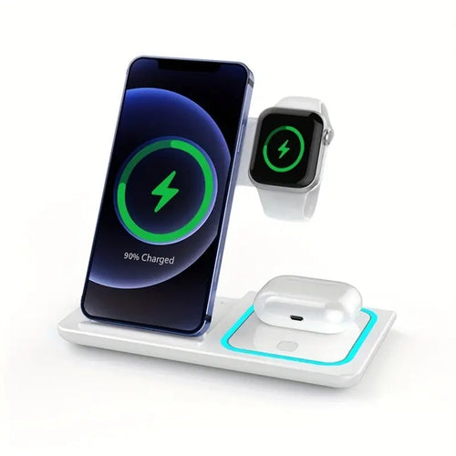 3 In 1 Wireless Charger Stand Pad For IPhone 14 13 12 11 X iWatch 8 7 Airpods Foldable 15W Phone Fast Charging Dock Station - Fabs things