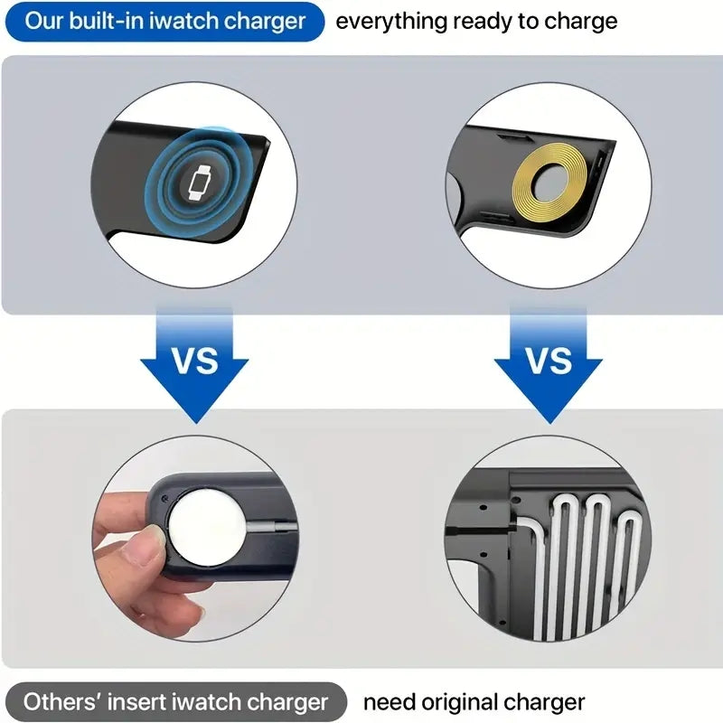 3 In 1 Wireless Charger Stand Pad For IPhone 14 13 12 11 X iWatch 8 7 Airpods Foldable 15W Phone Fast Charging Dock Station - Fabs things