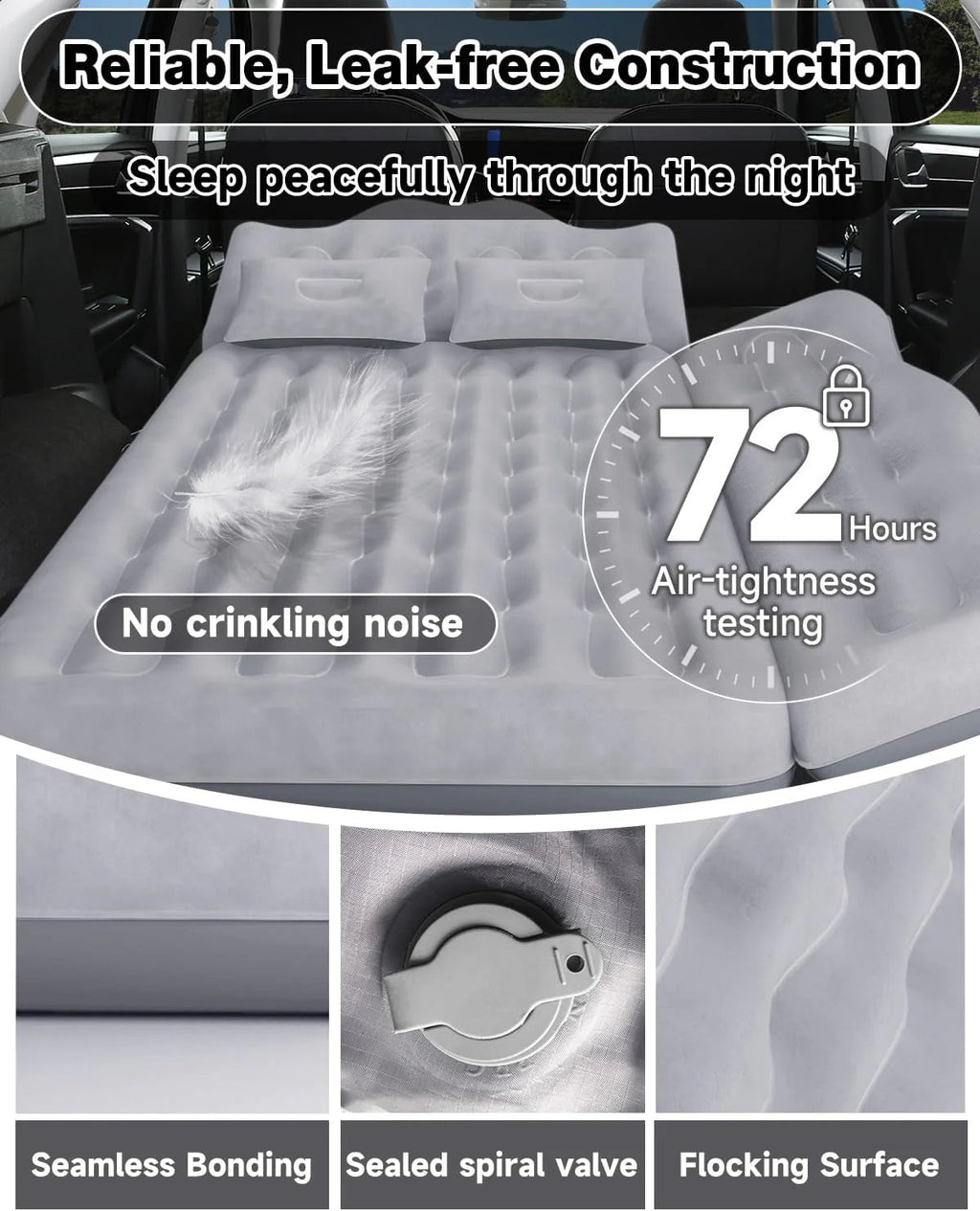Umbrauto 29.53in/75cm Wide Car Air Mattress – Inflatable SUV, Truck & Van Back Seat Camping Bed with Pump & Pillows, Gray - Fabs things