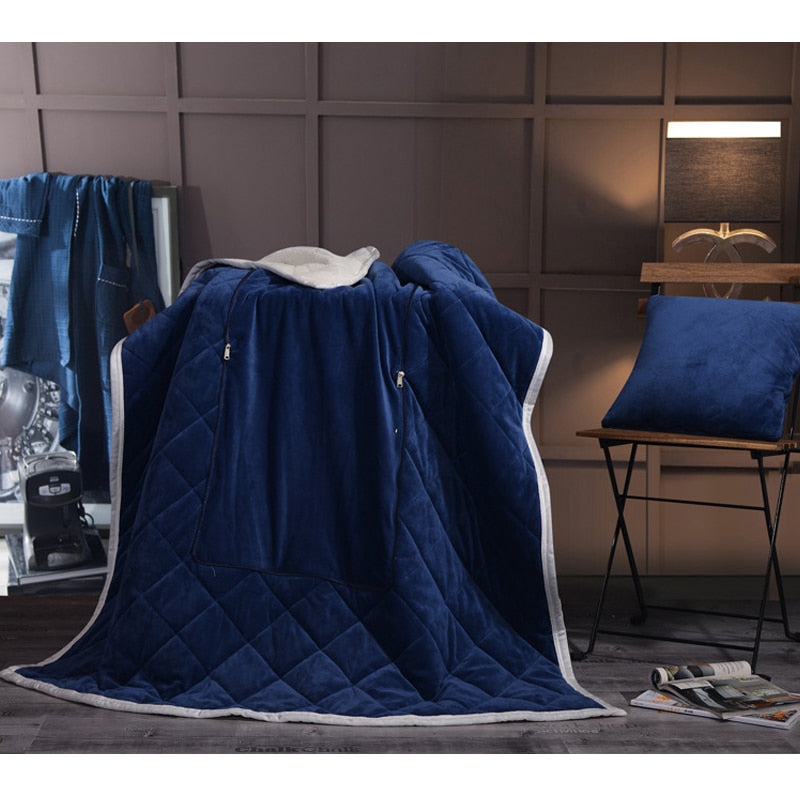 2 in 1 Flannel Cushion Blanket car sofa lumbar throw pillow air conditioning blanket foldable patchwork quilt blanket Bedding - Fabs things