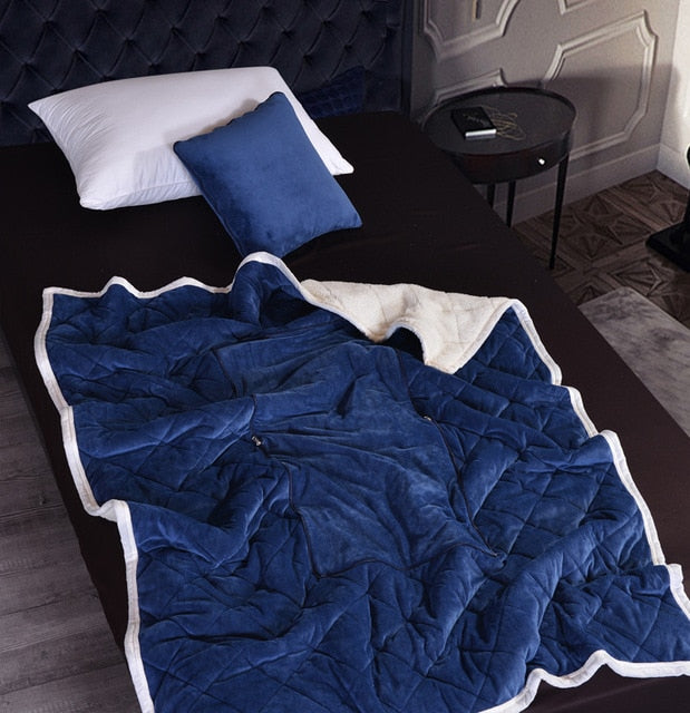 2 in 1 Flannel Cushion Blanket car sofa lumbar throw pillow air conditioning blanket foldable patchwork quilt blanket Bedding - Fabs things