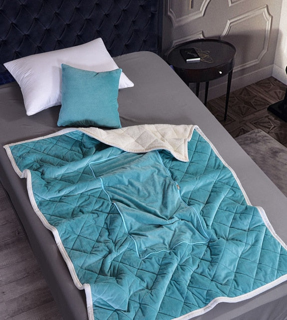 2 in 1 Flannel Cushion Blanket car sofa lumbar throw pillow air conditioning blanket foldable patchwork quilt blanket Bedding - Fabs things