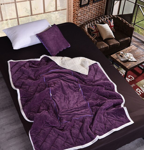 2 in 1 Flannel Cushion Blanket car sofa lumbar throw pillow air conditioning blanket foldable patchwork quilt blanket Bedding - Fabs things