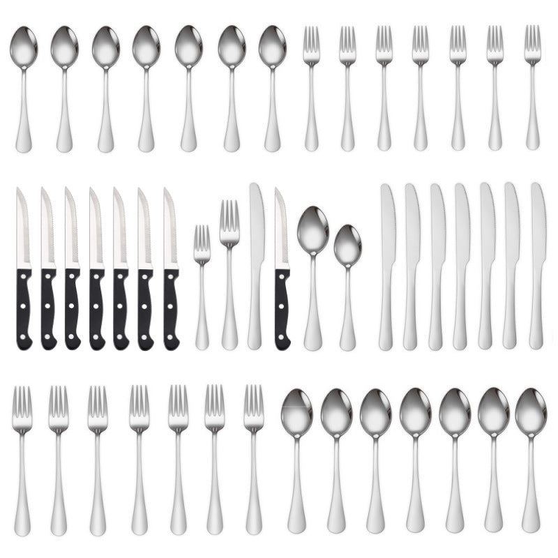 Stainless Steel Cutlery 48 Pcs Set Western Steak Knife Dinner Knife Main Dish Spoon Fork Dessert Spoon Set - Fabs things