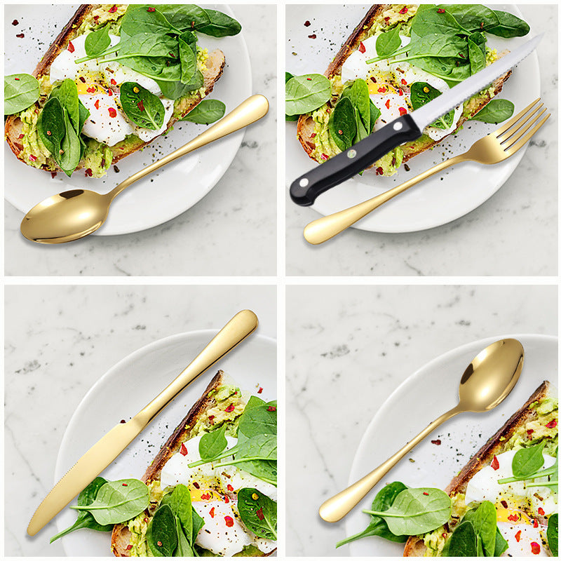 Stainless Steel Cutlery 48 Pcs Set Western Steak Knife Dinner Knife Main Dish Spoon Fork Dessert Spoon Set - Fabs things