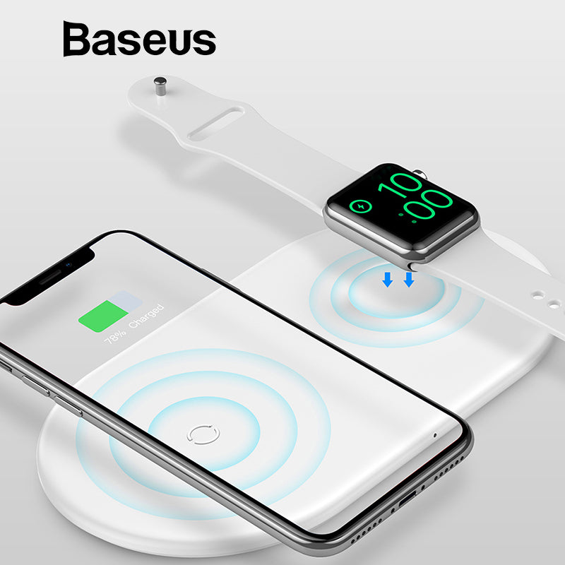 Baseus 2 in 1 Wireless Charger Pad For Apple Watch iPhone X Xs Max XR Desktop Fast Wireless Charging Charger Born for Apple Fans - Fabs things