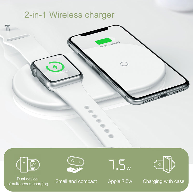 Baseus 2 in 1 Wireless Charger Pad For Apple Watch iPhone X Xs Max XR Desktop Fast Wireless Charging Charger Born for Apple Fans - Fabs things