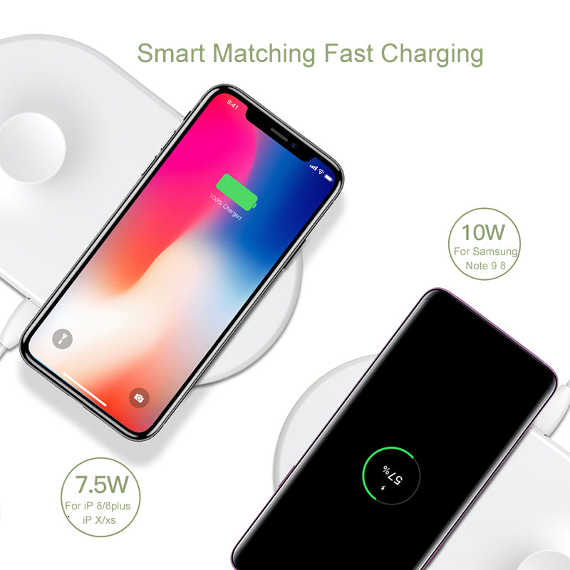 Baseus 2 in 1 Wireless Charger Pad For Apple Watch iPhone X Xs Max XR Desktop Fast Wireless Charging Charger Born for Apple Fans - Fabs things