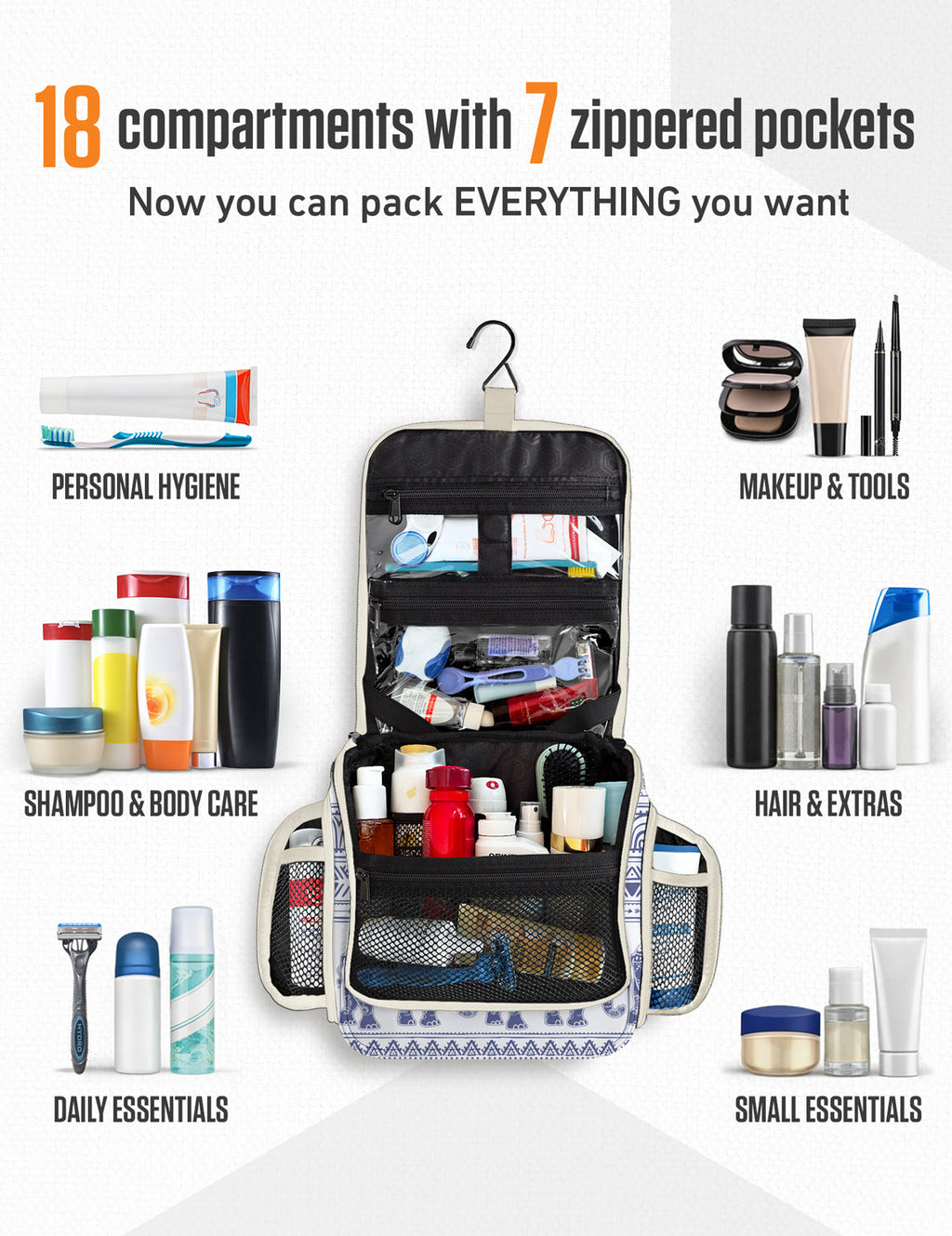 Hanging Travel Toiletry Bag - Fabs things