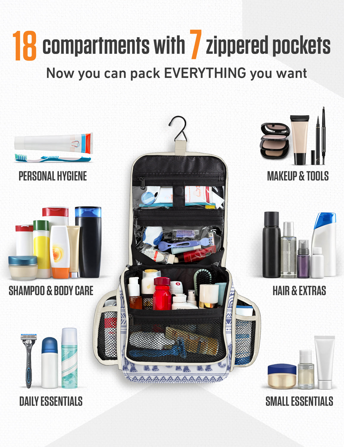 Hanging Travel Toiletry Bag - Fabs things