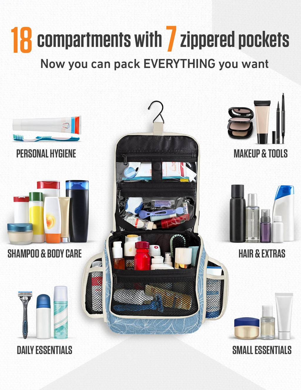 Hanging Travel Toiletry Bag - Fabs things