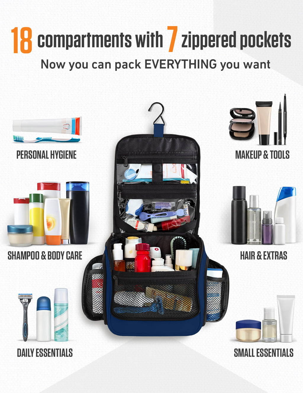 Hanging Travel Toiletry Bag - Fabs things