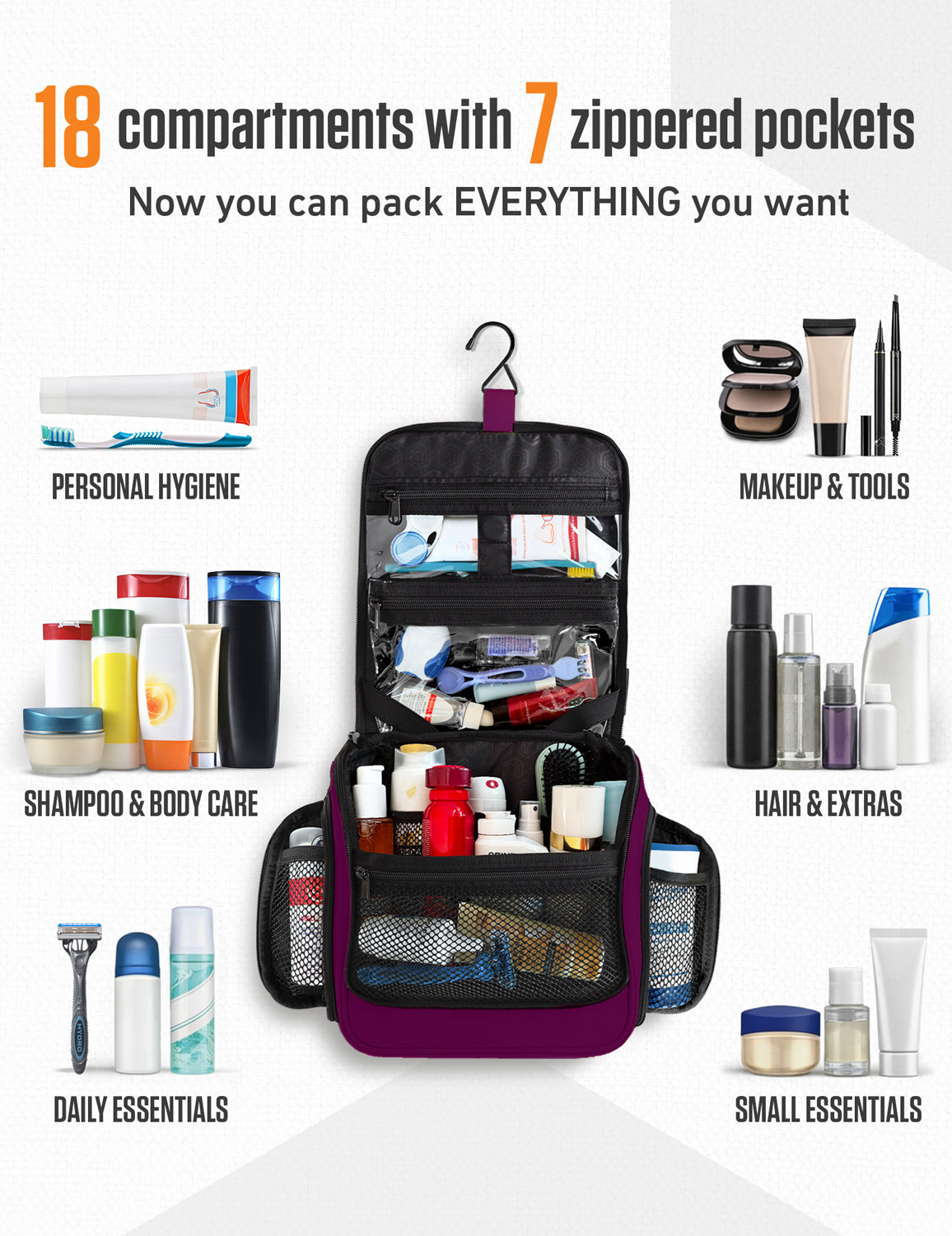Hanging Travel Toiletry Bag - Fabs things