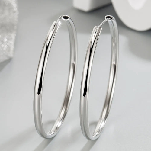 925 Sterling Silver 3MM Thick 3/4/5/6CM Hoops Earrings For Women Wedding Luxury Jewelry Accessories 2024 Trend Jewellery - Fabs things