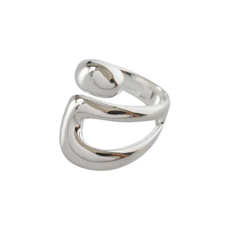 925 Sterling Silver Geometry Irregular Simple Open Ring For Women Wedding Luxury Fine Jewelry Gift Female Wholesale Jewellery - Fabs things