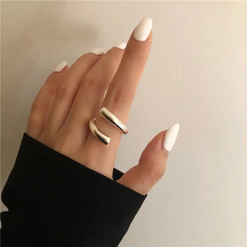 925 Sterling Silver Geometry Irregular Simple Open Ring For Women Wedding Luxury Fine Jewelry Gift Female Wholesale Jewellery - Fabs things