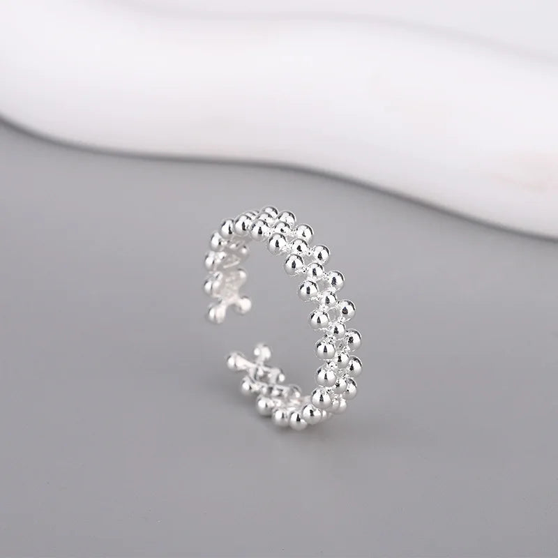 925 Sterling Silver Bilayer Ball Open Rings For Women Wedding Luxury Quality Jewelry Accessories Jewellery Argent 925 - Fabs things