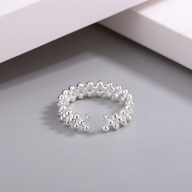 925 Sterling Silver Bilayer Ball Open Rings For Women Wedding Luxury Quality Jewelry Accessories Jewellery Argent 925 - Fabs things