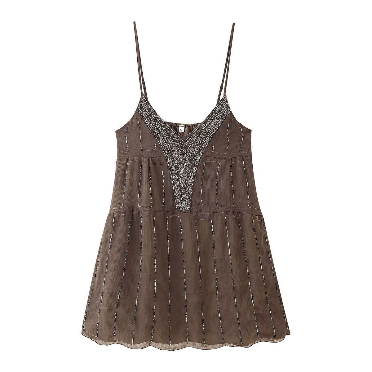 Women Clothing Beaded Sequined Embroidered Suspender Dress - Fabs things
