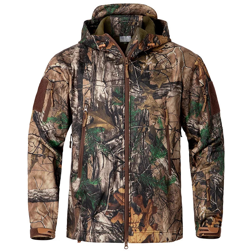 Men’s Camouflage Tactical Softshell Jacket – Waterproof Fleece Hooded Coat for Hunting, Hiking & Outdoor Adventures - Fabs things