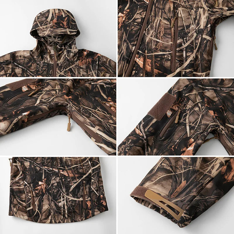 Men’s Camouflage Tactical Softshell Jacket – Waterproof Fleece Hooded Coat for Hunting, Hiking & Outdoor Adventures - Fabs things