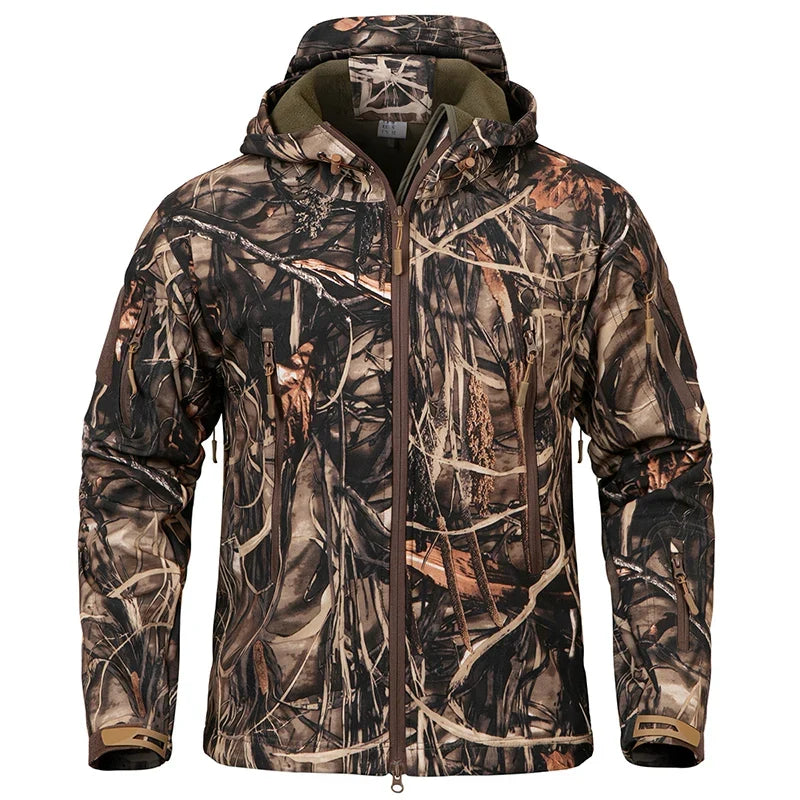 Men’s Camouflage Tactical Softshell Jacket – Waterproof Fleece Hooded Coat for Hunting, Hiking & Outdoor Adventures - Fabs things